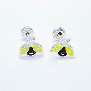Brinco Em Prata 950 Baby Abelhinha Amarela 5mm