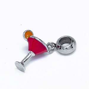 Berloque em Aço cirúrgico 316l Pingente Drink Pink