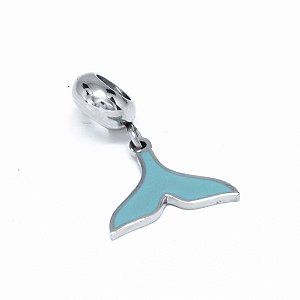 Berloque em Aço cirúrgico 316l  Pingente Cauda de Sereia Azul