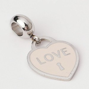 Berloque em Aço cirúrgico 316l Coração Love Rosa