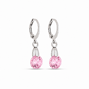 BRINCO ARGOLA TRANQUETA 8MM PEDRA ZIRCÔNIA