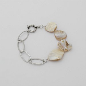 Pulseira Em Aço 316l Madre Pérola Irregular 20cm