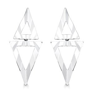 Brinco Em Aço Inox Triangulo Duplo Chapeado