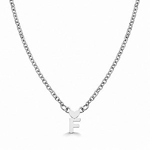 Colar Letras Inicias Coração Corrente Cadeado Fina 1,5mm 50cm + extensor Aço Inox 316L