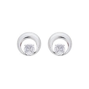 Brinco em aço Inox Meia Lua com Zircônia 8mm