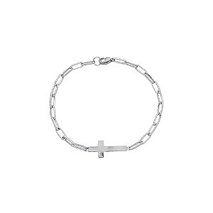 Pulseira em Aço Inox 316L Cruz Corrente Cadeado 4x10mm