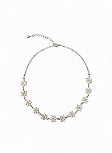 Chocker em Aço Margaridas Resinadas 35cm+10cm extensor