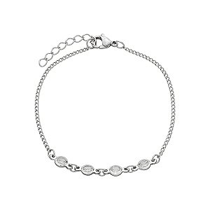Pulseira Em Aço 4 zircônias e corrente Grume 1x1 2mm