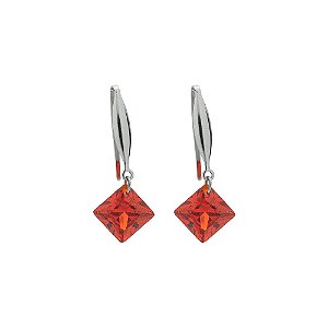 Brinco Em aço Inox gancho com Zircônia Carre Colors 10x10