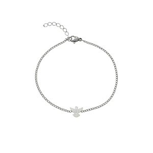 Pulseira em Aço Inox 316L Pingente Espirito Santo Madre Pérola