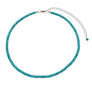 Colar Com Pedra Natural Howlita Turqueza 45cm