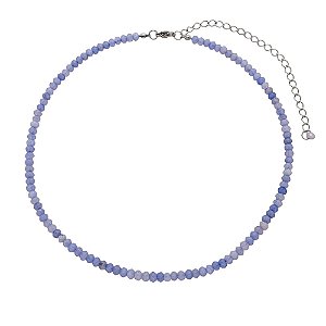 Colar Chocker Pedra Natural Jade lavanda Mesclada 2x4mm Com 45cm
