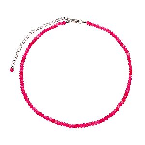 Colar Chocker Pedra Natural Jade Pink 2x4mm Com 45cm