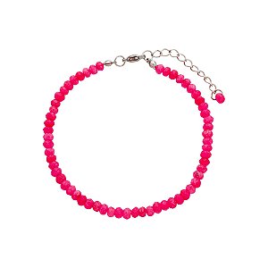 Pulseira com Pedras Natural Jade Pink 2x4mm