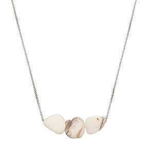 Colar Pedra Madre Perola Irregular Pedra Natural Corrente Veneziana 1mm Aço Inox