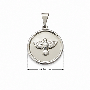 Pingente Espirito Santo Medalha Aço Inox 16mm