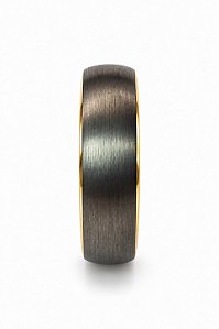 Anel Em Tungstêniol Linha Men 6mm Grafite Com Centrol Banho Rose