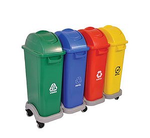 Kit Coleta Seletiva 50L C/ Rodas - Bralimpia