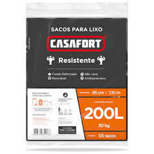 Saco Lixo Preto 200L 5x1 - Casafort