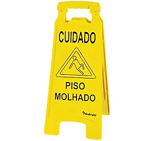 Placa Sinalização PIso Molhado - Bralimpia