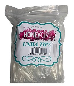 Tips 600 Unidade - Curvatura C Bailarina Extra Longa Transparente - Honey Girl (HG-FS150C)
