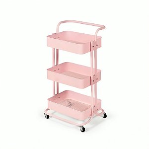 Carrinho Multiuso 3 Bandejas - Cores Variadas Cores:Rosa
