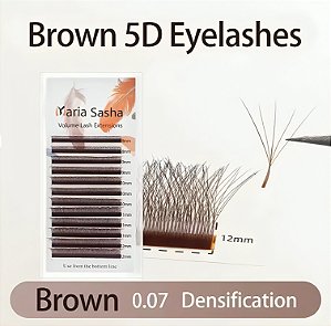 Cílios Maria Sasha 5DW 0.07 Curvatura M - Mix Marrom