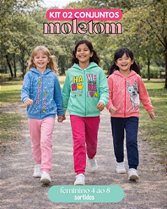 Kit 2 Conjuntos Moletom Flanelado infantil feminino - Roupa Menina tamanho 4 ao 8