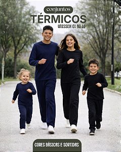 Conjunto Térmico Calça e Blusa Segunda Pele Flanelado Juvenil Menino Menina Quentinho para Inverno Tam 04-16