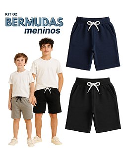 Kit 2 Bermuda Verão Masculino Infantil Juvenil bolso Short Menino moletinho básico confortável 10-16