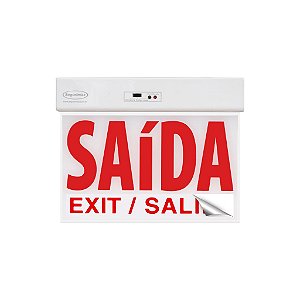 Placa de Sinalização Saída Slim Face Dupla com Adesivo e Bateria  24x18