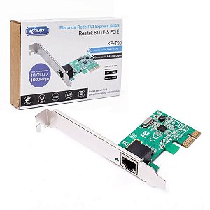 Placa de Rede PCI-express Conexão RJ45 10/100/1000 Mbps para PC Knup