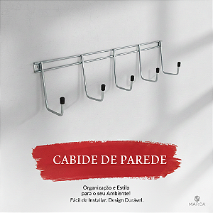 Cabide Parede Metal Com 5 Ganchos