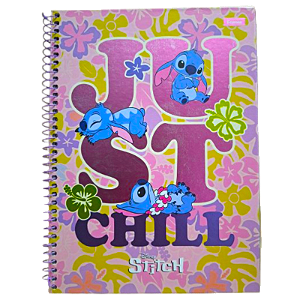 Caderno Universitário 1 Matéria 80 Folhas Just Chill Stitch Disney