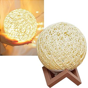 Luminária Abajur De Lua Luz Led Decoração Casa Bivolt Usb