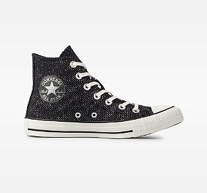 Tênis Converse Chuck Taylor All Star Hi Matte Craft Preto Prata Puro CT18540001