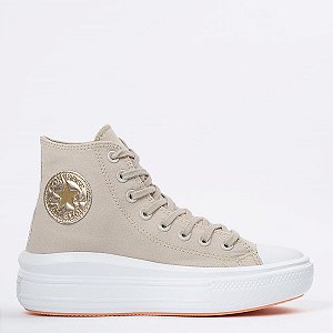 Tênis Converse Chuck Taylor All Star Move Hi Authentic Glam Bege Claro Ouro Claro CT16220001