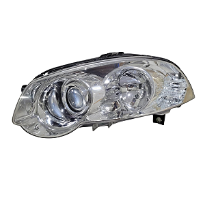 FAROL FIAT PALIO/STRADA/SIENA 08/ H7/H7 COM PISCA/MOLDURA METALICA/MASCARA CROMADA LADO ESQUERDO