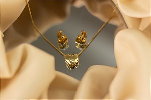 Conjunto coração dourado