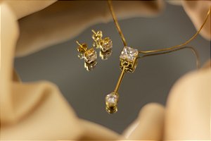 Conjunto zircônia quadrada com ponto de luz suspenso