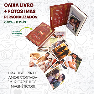 CAIXA LIVRO COM FOTOS IMÃS - DIA DOS NAMORADOS