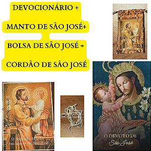 KIT DEVOÇÃO A SÃO JOSÉ - MANTO + BOLSINHA + CORDÃO+ DEVOCIONÁRIO com frete grátis
