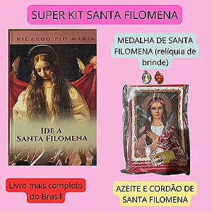 SUPER KIT SANTA FILOMENA - LIVRO + MEDALHA +AZEITE + CORDÃO