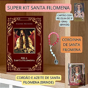 SUPER KIT SANTA FILOMENA- LIVRO + COROINHA + AZEITE, CORDÃO E CARTÃO(BRINDES)