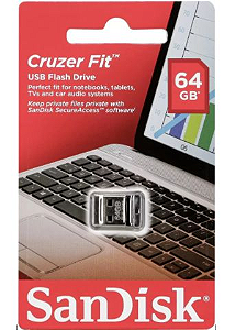 PEN Drive Sandisk Cruzer FIT 64gb USB 2.0 Preto - Sdcz33-064g-g35