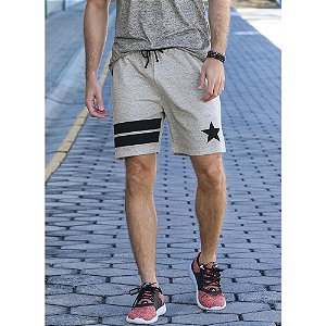 Bermuda Mescla e Preta com Listras e Estrela