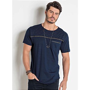 Camiseta Actual Marinho com Detalhe Frontal