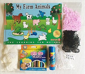 Kit especial - Livro de Atividades - My Farm Animais 1 - com kit colagem