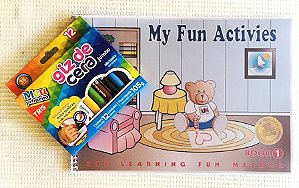Kit especial - Livro de Atividades - My Fun Activieis 1 com cx de lápiz de cera 12 cores