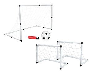 2 Mini Trave Gol Futebol Infantil 2 Em 1 c/ Bola E Bomba